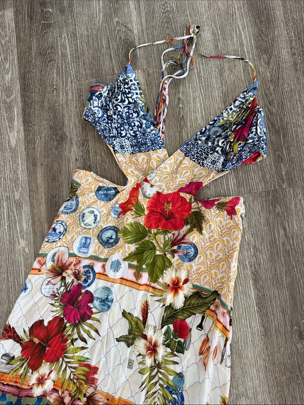 Farm Rio tropical patchwork boho festival halter maxi dress Small - Picture 4 of 9